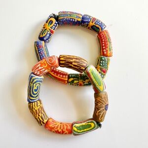 2 CHUNKY AFRICAN TRADE BEAD BRACELETS - SOLD TOGETHER
